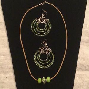SALE was $16 Beaded Earrings & Lampwork Necklace